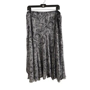 Newsworthy Black White Chiffon Fairy Goth Handkerchief Hem Skirt Sz 2X